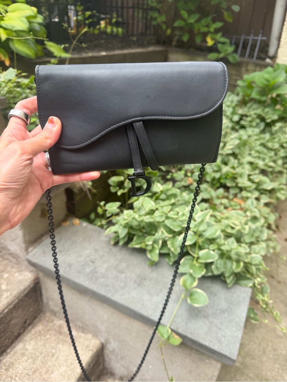 Absolutely stunning iconic EUC Dior Ultra Matte Calfskin Saddle wallet on Chain - Picture 5 of 7
